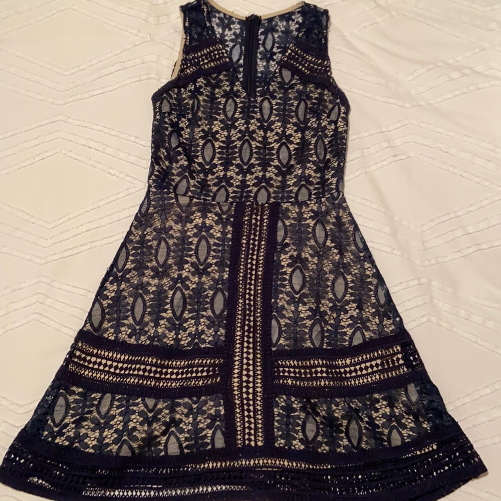 Navy lace overlay dress